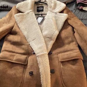 Longline Faux Fur Double Breasted Coat